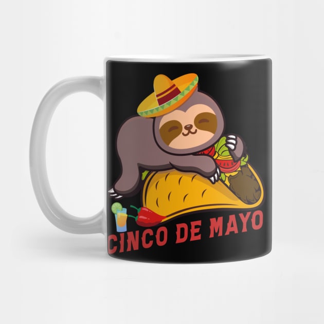 Taco Eating Sloth Cinco De Mayo by GreenSleevedesigns